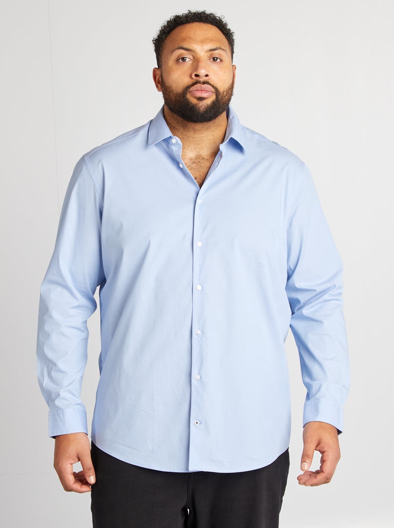 Camisa con motivo dobby AZUL - Kiabi