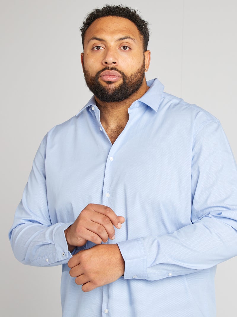 Camisa con motivo dobby AZUL - Kiabi