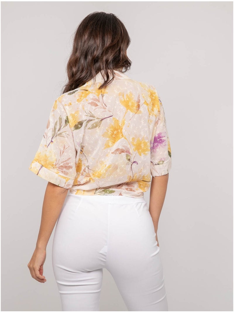 Camisa con motivo y bordado OWANIE Amarillo - Kiabi