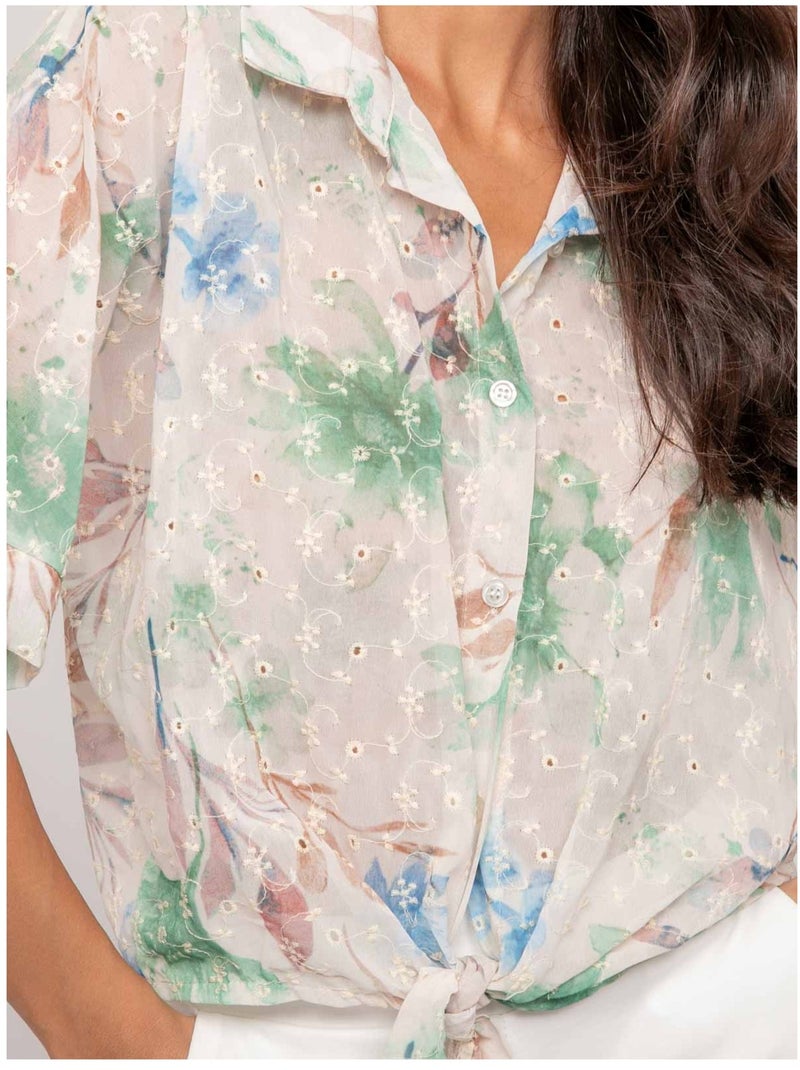 Camisa con motivo y bordado OWANIE Azul - Kiabi