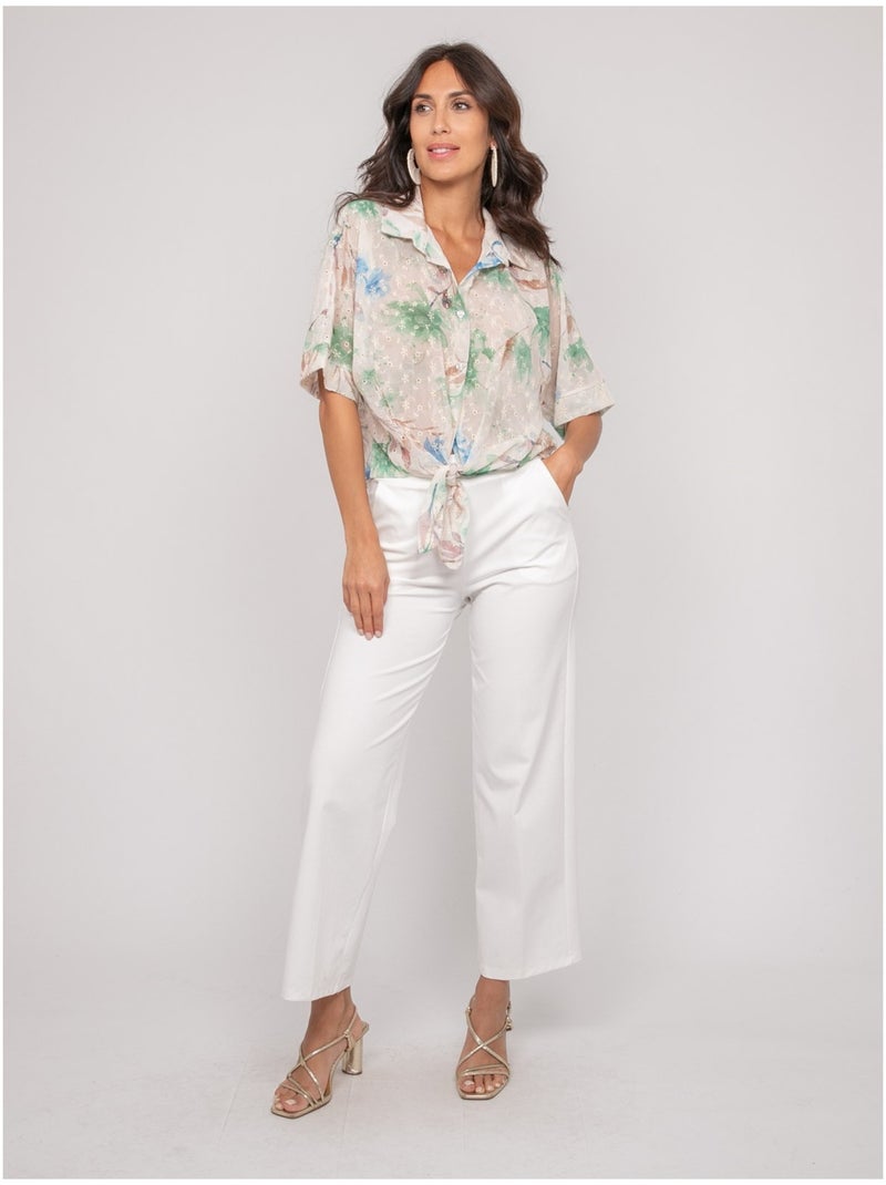 Camisa con motivo y bordado OWANIE Azul - Kiabi