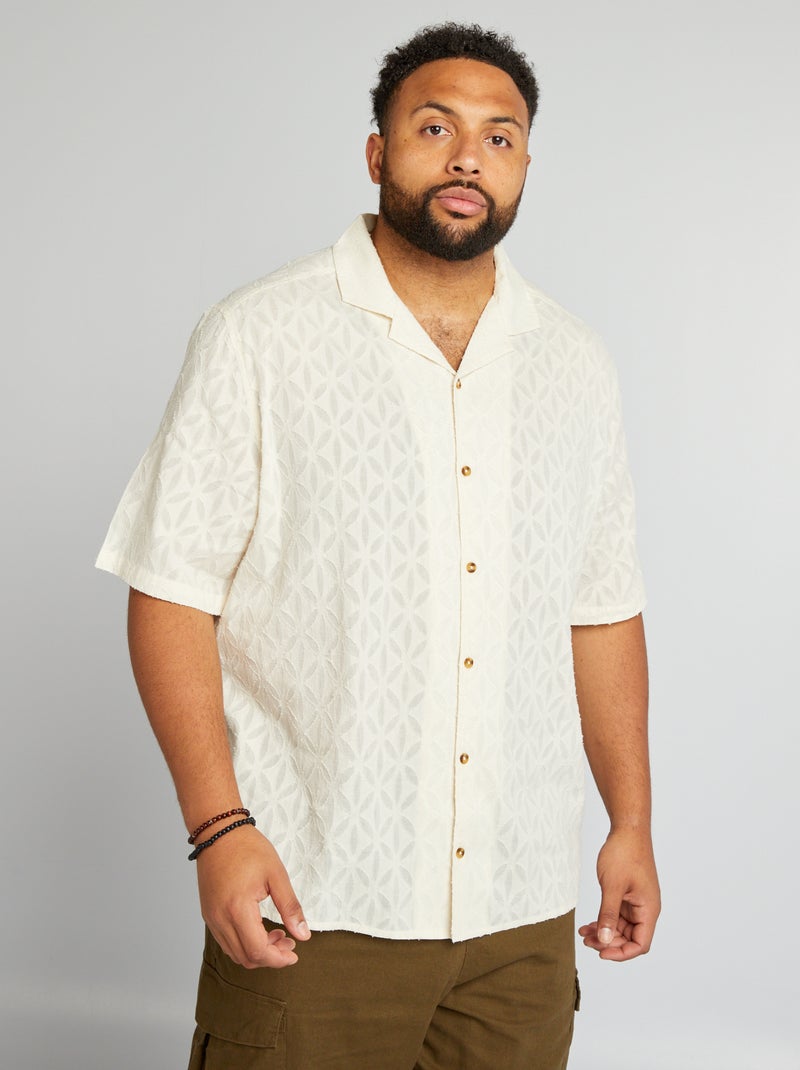 Camisa con motivos en relieve BLANCO - Kiabi