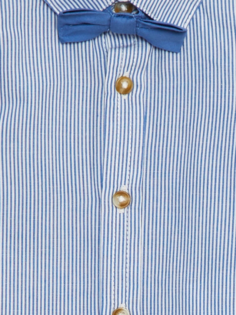 Traje De Bebé 4 Piezas - Camisa De Lino, Pajarita, Tirantes Y Pantalón, Para Bodas Y Fiestas