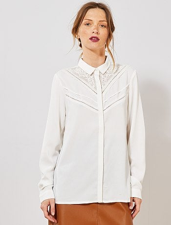 Camisa con plastrón de encaje - Kiabi