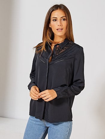 Camisa con plastrón de encaje - Kiabi