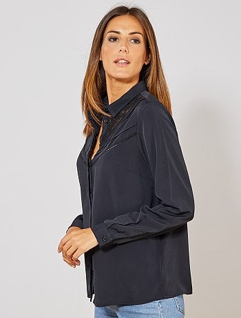 Camisa con plastrón de encaje - Kiabi