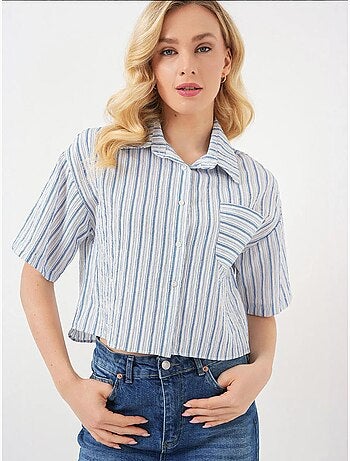 Camisa corta a rayas con bolsillo bdart