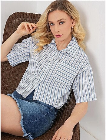 Camisa corta a rayas con bolsillo bdart