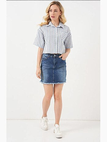 Camisa corta a rayas con bolsillo bdart