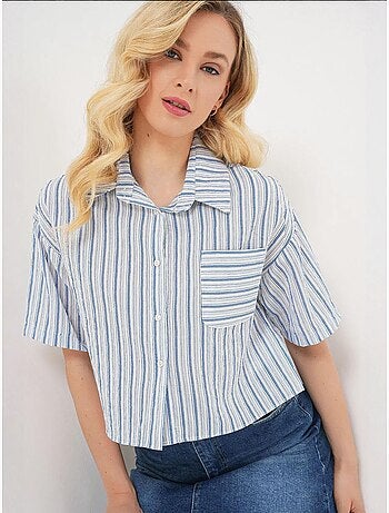 Camisa corta a rayas con bolsillo bdart