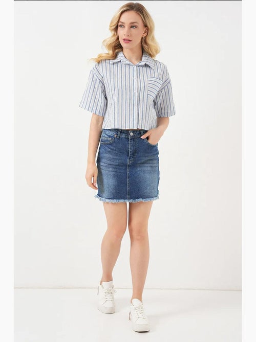 Camisa corta a rayas con bolsillo bdart - Kiabi Camisa corta a rayas con bolsillo bdart - Kiabi