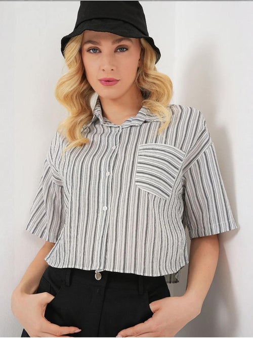 Camisa corta a rayas con bolsillo bdart - Kiabi Camisa corta a rayas con bolsillo bdart - Kiabi