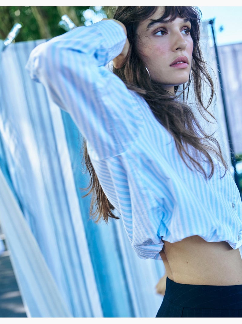 Camisa corta a rayas, mo fashion Azul - Kiabi