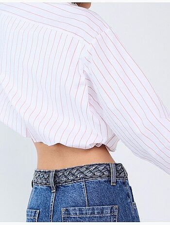 Camisa corta a rayas, mo fashion