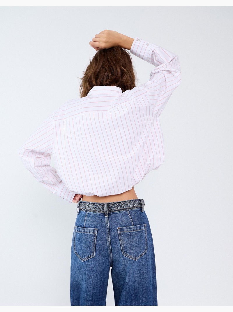 Camisa corta a rayas, mo fashion Rosa - Kiabi