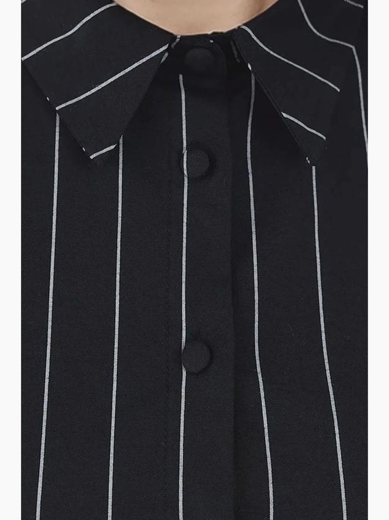 Camisa corta ajustada a rayas hiccup Negro - Kiabi