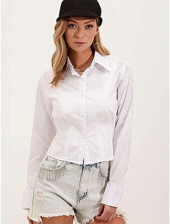 Camisa corta ajustada de popelina con botones bdart