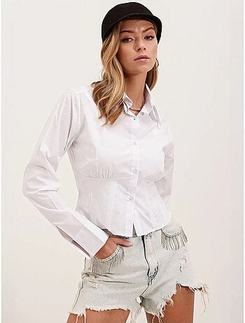 Camisa corta ajustada de popelina con botones bdart
