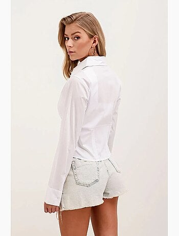 Camisa corta ajustada de popelina con botones bdart