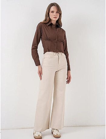 Camisa corta ajustada de popelina con botones bdart