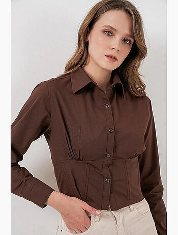 Camisa corta ajustada de popelina con botones bdart