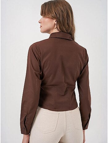 Camisa corta ajustada de popelina con botones bdart