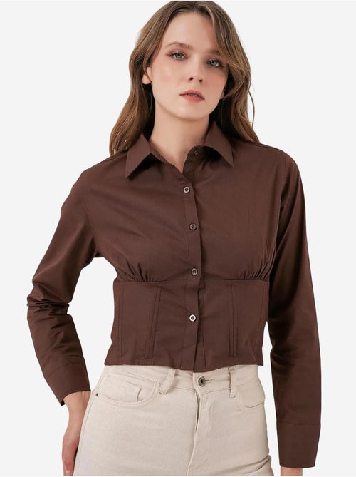 Camisa corta ajustada de popelina con botones bdart - Kiabi Camisa corta ajustada de popelina con botones bdart - Kiabi