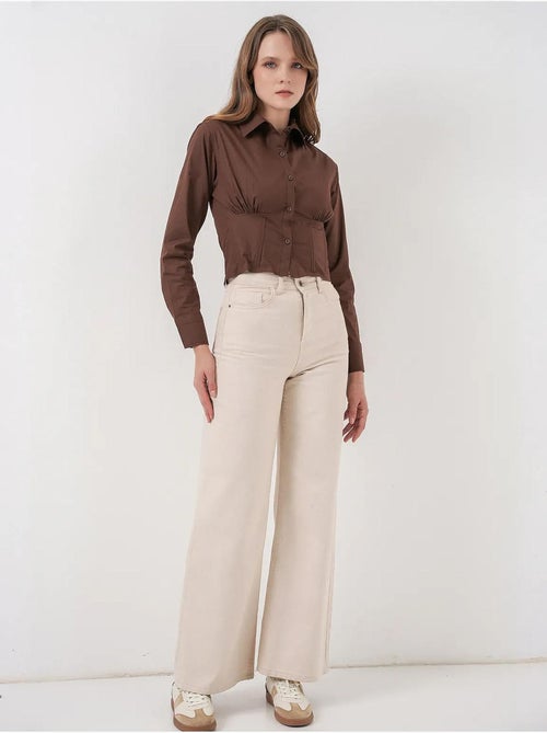 Camisa corta ajustada de popelina con botones bdart - Kiabi Camisa corta ajustada de popelina con botones bdart - Kiabi