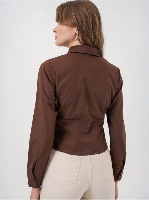 Camisa corta ajustada de popelina con botones bdart - Kiabi Camisa corta ajustada de popelina con botones bdart - Kiabi