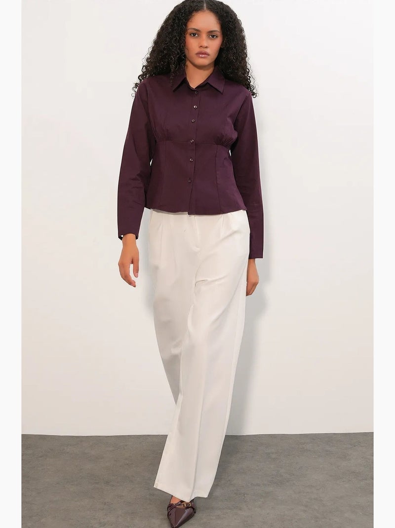 Camisa corta ajustada de popelina con botones bdart Rojo burdeos - Kiabi