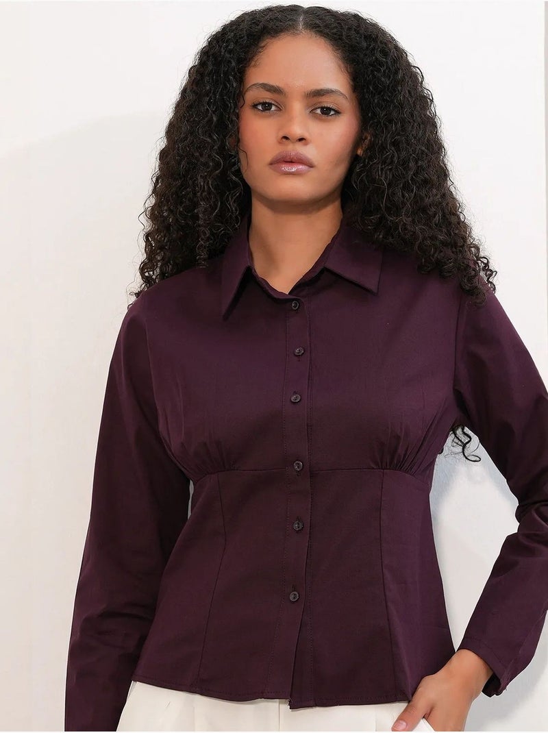 Camisa corta ajustada de popelina con botones bdart Rojo burdeos - Kiabi