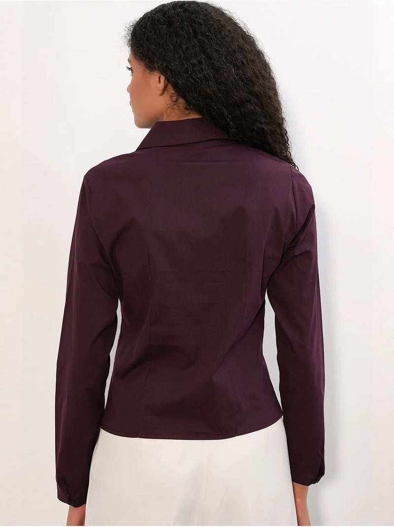 Camisa corta ajustada de popelina con botones bdart Rojo burdeos - Kiabi