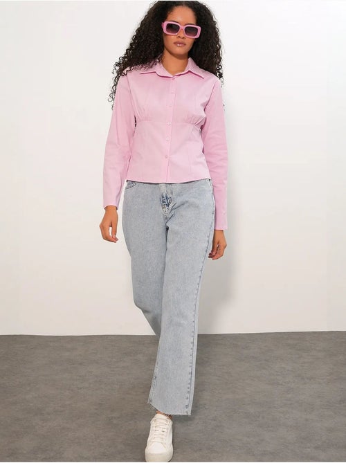 Camisa corta ajustada de popelina con botones bdart - Kiabi Camisa corta ajustada de popelina con botones bdart - Kiabi