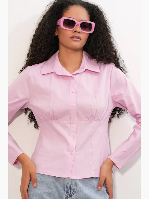 Camisa corta ajustada de popelina con botones bdart - Kiabi Camisa corta ajustada de popelina con botones bdart - Kiabi