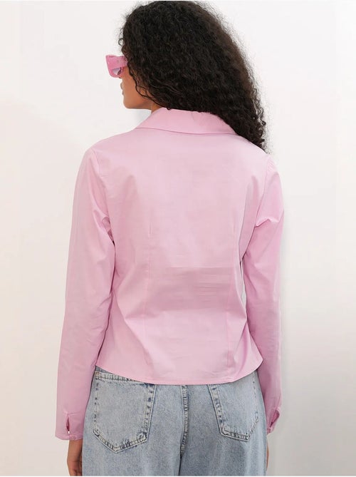 Camisa corta ajustada de popelina con botones bdart - Kiabi Camisa corta ajustada de popelina con botones bdart - Kiabi