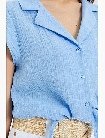 Camisa corta con detalle de lazo mixray