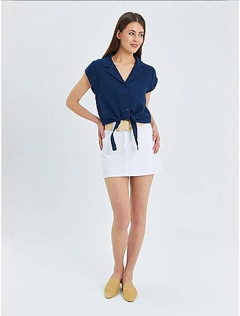 Camisa corta con detalle de lazo mixray