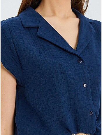 Camisa corta con detalle de lazo mixray