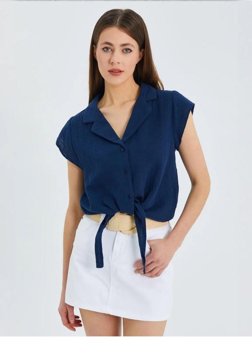 Camisa corta con detalle de lazo mixray - Kiabi