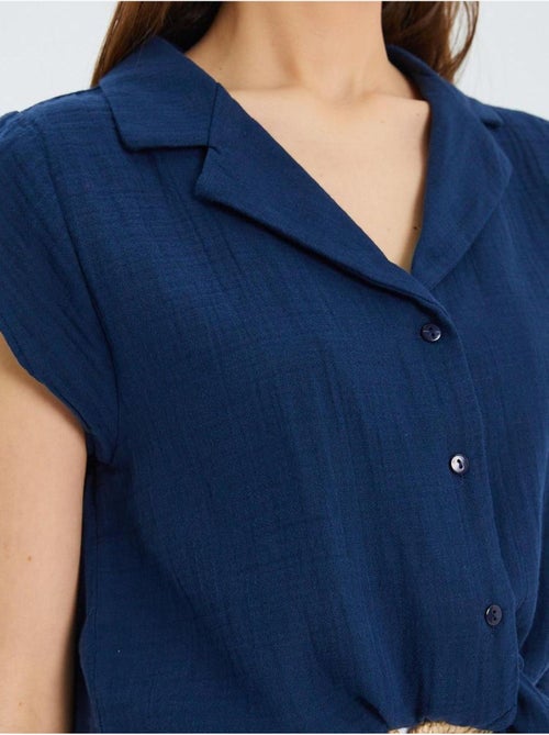 Camisa corta con detalle de lazo mixray - Kiabi