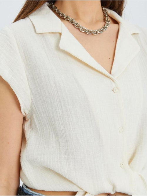 Camisa corta con detalle de lazo mixray - Kiabi Camisa corta con detalle de lazo mixray - Kiabi