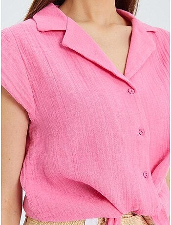 Camisa corta con detalle de lazo mixray
