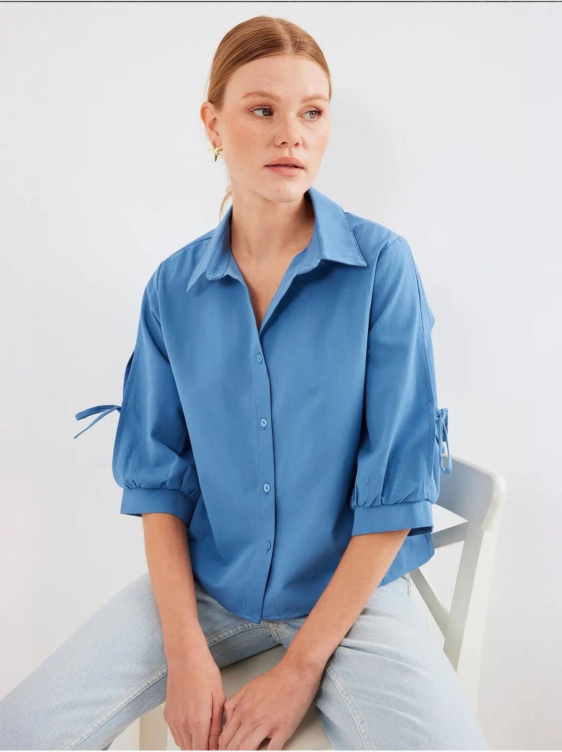 Camisa corta con detalles en las mangas bdart Azul zafiro - Kiabi