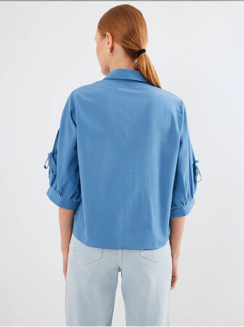 Camisa corta con detalles en las mangas bdart Azul zafiro - Kiabi