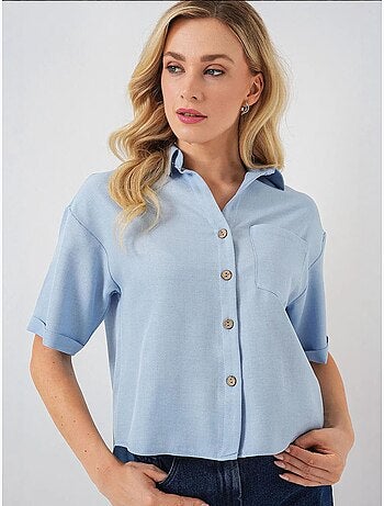 Camisa corta con efecto lino bdart