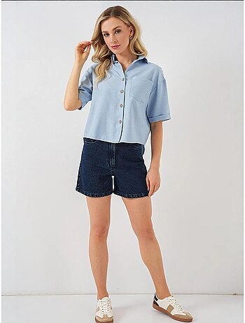 Camisa corta con efecto lino bdart