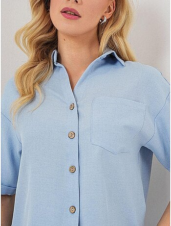 Camisa corta con efecto lino bdart