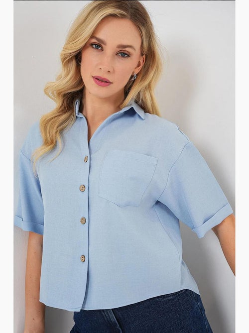 Camisa corta con efecto lino bdart - Kiabi Camisa corta con efecto lino bdart - Kiabi