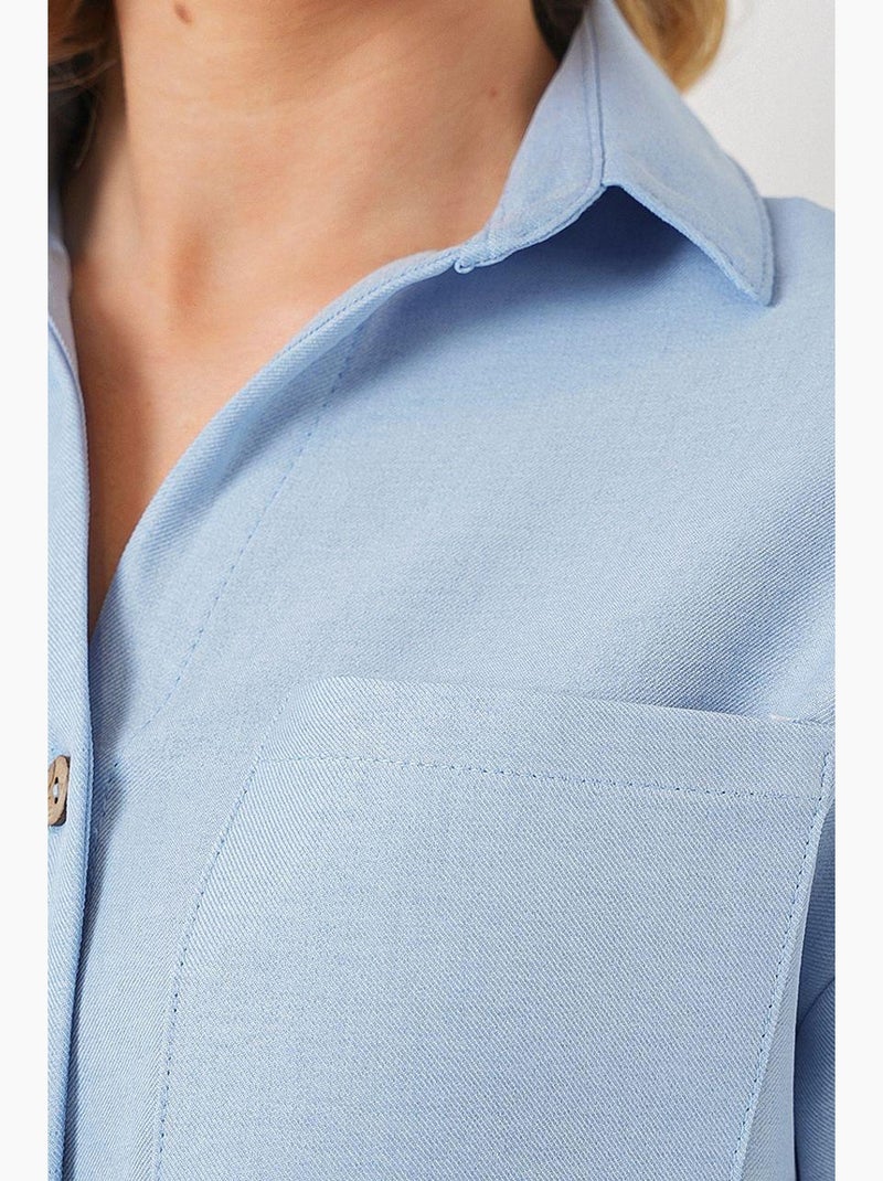 Camisa corta con efecto lino bdart Azul claro - Kiabi
