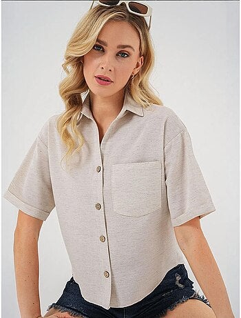 Camisa corta con efecto lino bdart